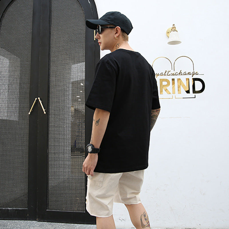 Men's Cotton Summer T-Shirt - Loose Fit Short Sleeve