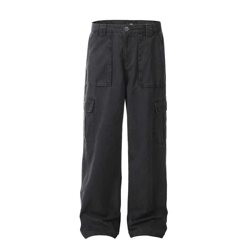 Vintage Wash Loose Fit Straight Leg Pants for Men