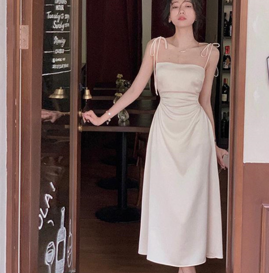 Hollow Printed Chinese Style Slim Fit Dress