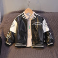 Baby Boys Letter Print Baseball Jacket with Stripes