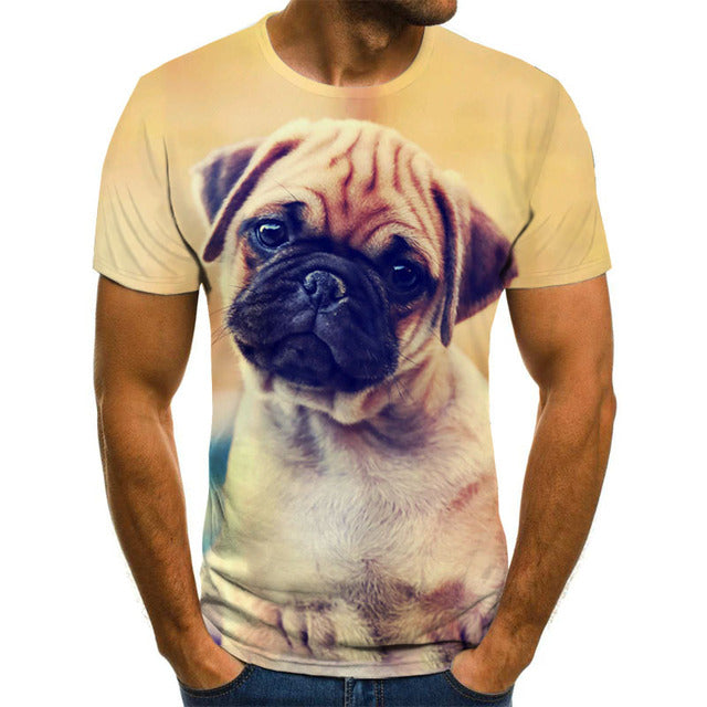 Creative Dog Pattern Casual Men's Polyester T-Shirt