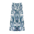 Acetate Print Pleated Skirt with Hem Slit